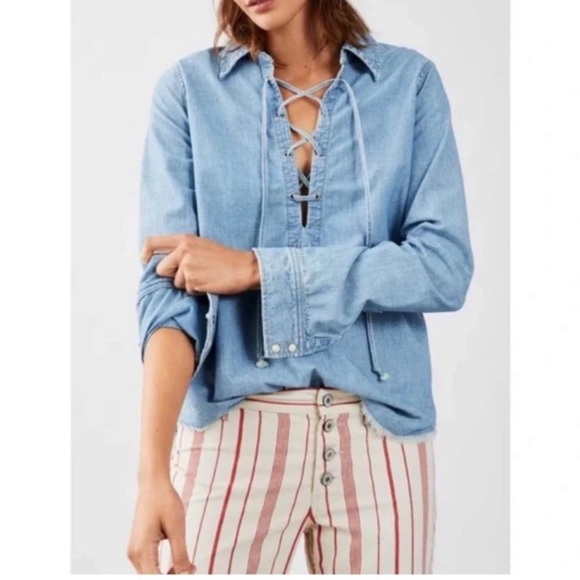 Nili Lotan Light Blue Denim/ Chambray Long Sleeves Small - Picture 2 of 10